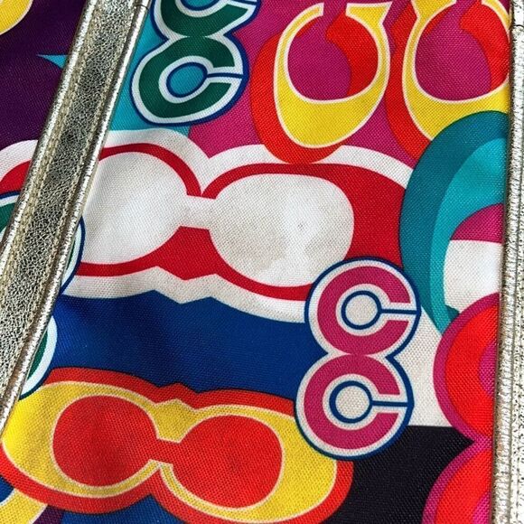 Coach Poppy Pop C Spotlight Tote Shoulder Bag Gold Multi Colored Bright - Picture 7 of 16